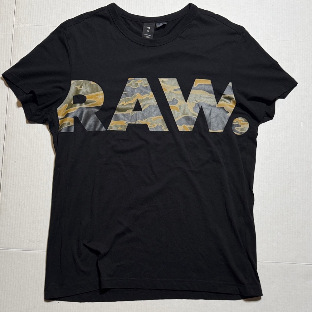 G-Star Black Tee with Camouflage RAW Logo‎ Size XL
